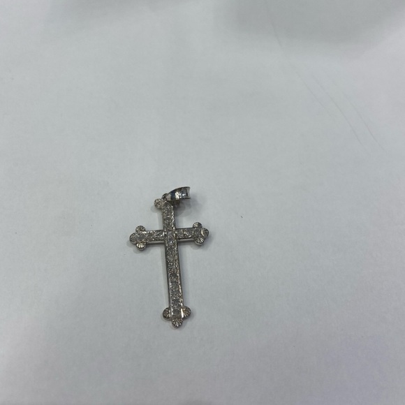 Genuine Diamond Gothic Cross Necklace Set in Sterling Silver - Picture 3 of 10